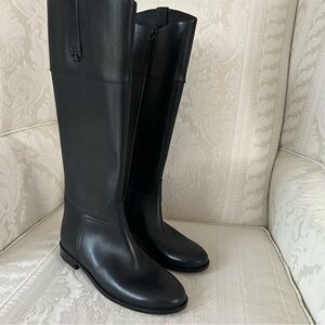 Tory Burch double T logo leather riding tall boots women size 7